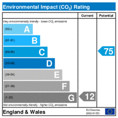 Environmental Impact Rating: Current is 12, Potential is 75